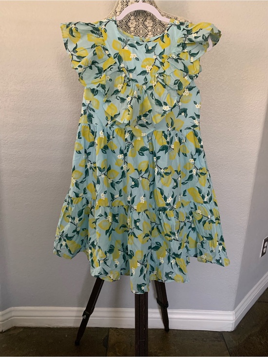 French Connection Other - French Connection Light Blue & Yellow Lemon Print Ruffle Dress